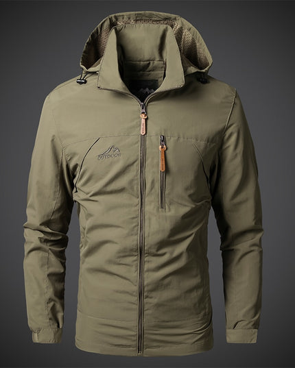 Męska kurtka przejściowa przeciwdeszczowa z kapturem