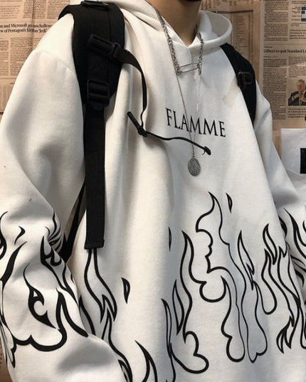 Damska bluza oversize z płomieniami