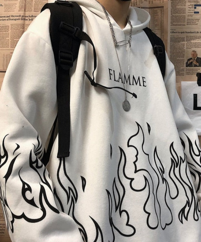 Damska bluza oversize z płomieniami