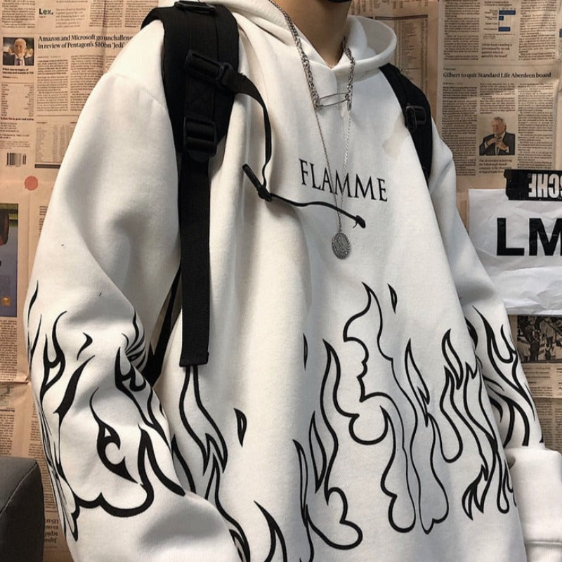 Damska bluza oversize z płomieniami