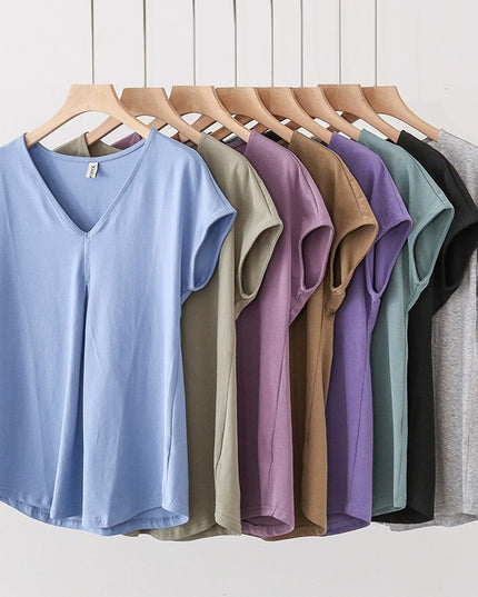 Damski T-shirt z dekoltem V o luźnym kroju