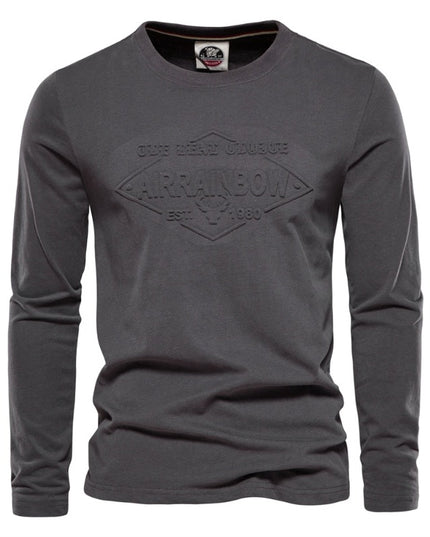 Męska koszulka z długim rękawem o prostym kroju z nadrukiem