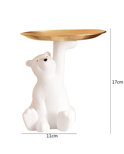 Figurka funkcjonalna biały niedźwiedź z tacą