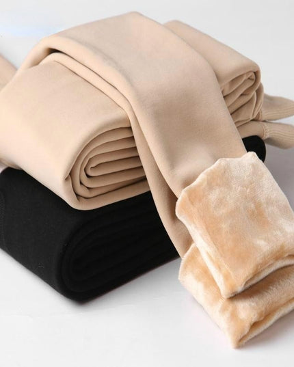 Damskie spodnie zimowe ciepłe legginsy z polarem