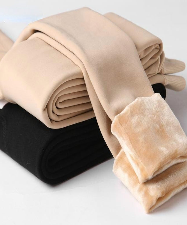 Damskie spodnie zimowe ciepłe legginsy z polarem