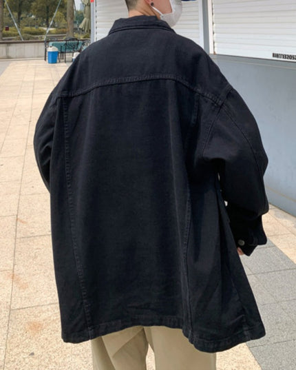 Męska kurtka jeansowa luźna z dużymi kieszeniami