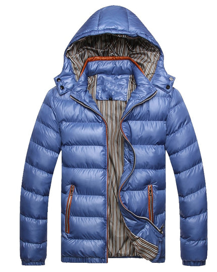 Męska kurtka zimowa pikowana z kontrastowymi zamkami