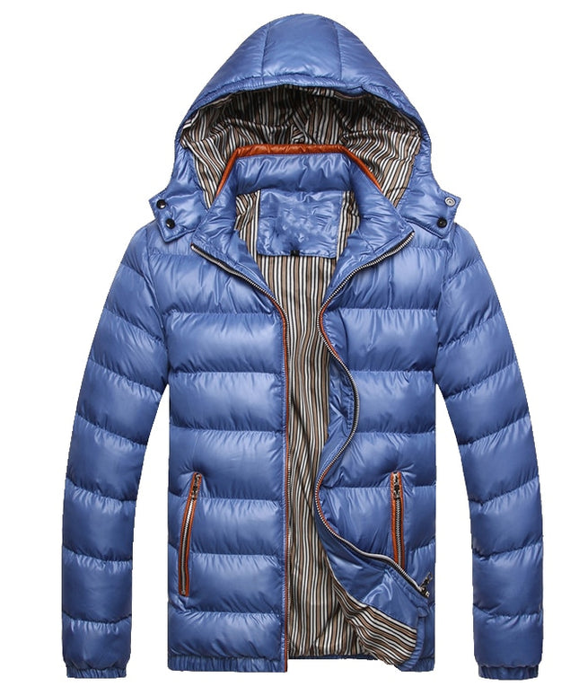 Męska kurtka zimowa pikowana z kontrastowymi zamkami