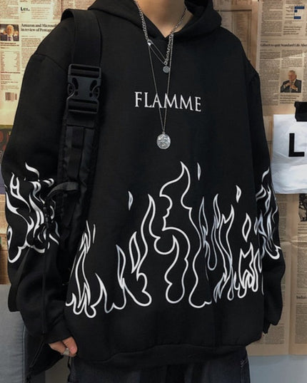 Damska bluza oversize z płomieniami