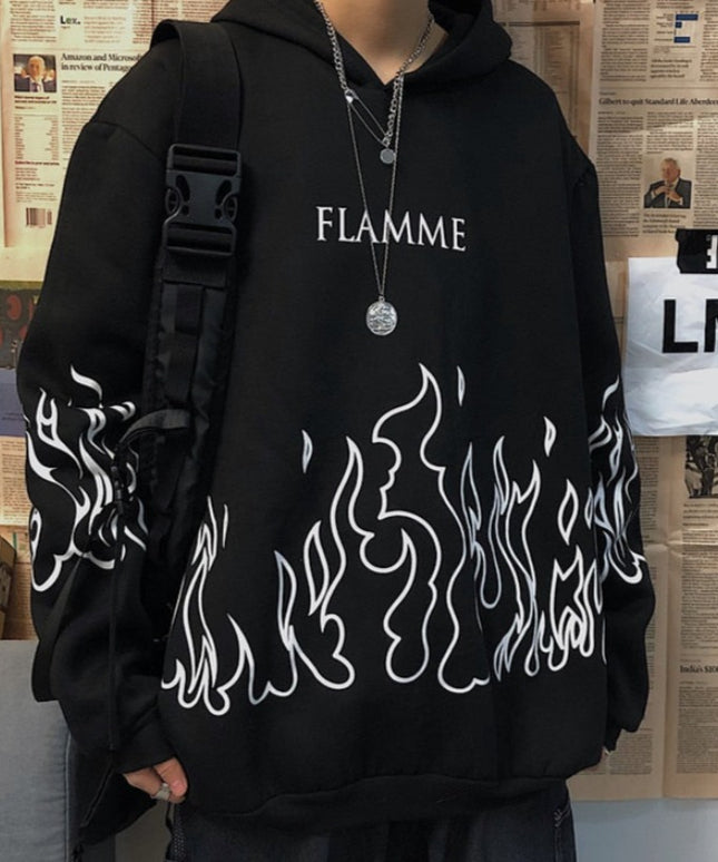 Damska bluza oversize z płomieniami