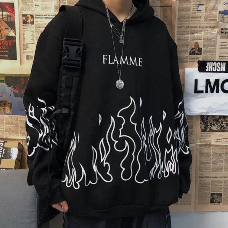 Damska bluza oversize z płomieniami