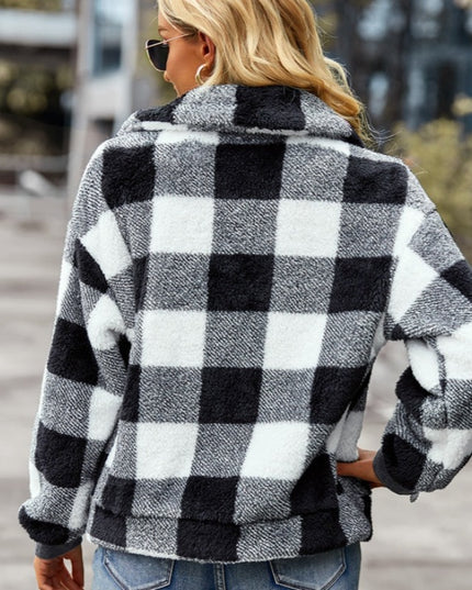 Damska kurtka przejściowa w kratkę ocieplana
