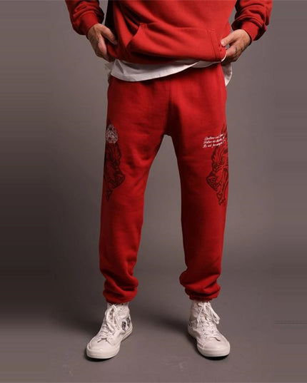 Męskie spodnie treningowe z nadrukiem wilka