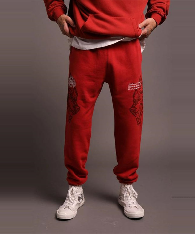 Męskie spodnie treningowe z nadrukiem wilka