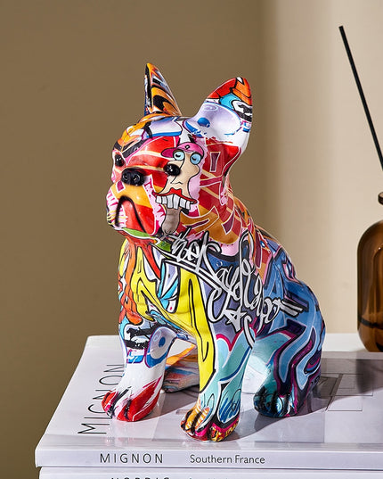 Figurka dekoracyjna kolorowa pies graffiti