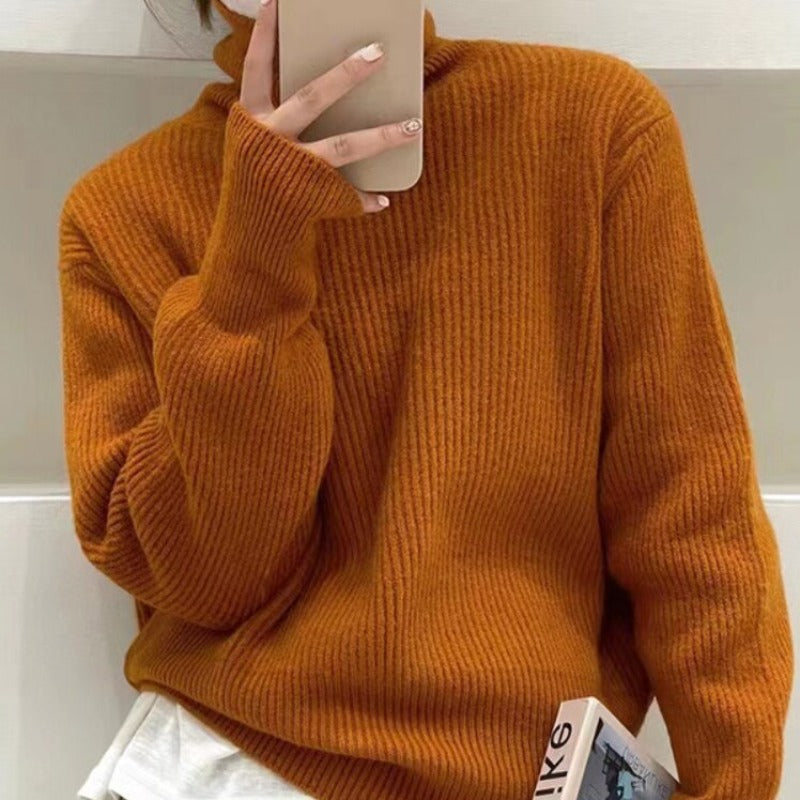 Damski sweter typu golf o kroju oversize
