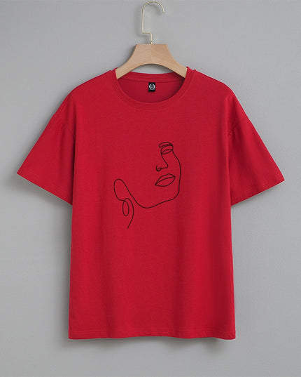 Damski T-shirt z nadrukiem z minimalistycznym motywem