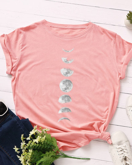 Damski T-shirt klasyczny z nadrukiem z motywem księżyca