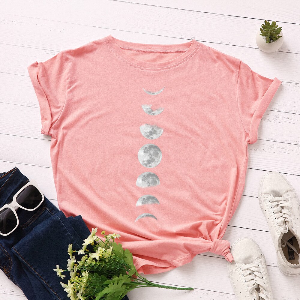 Damski T-shirt klasyczny z nadrukiem z motywem księżyca