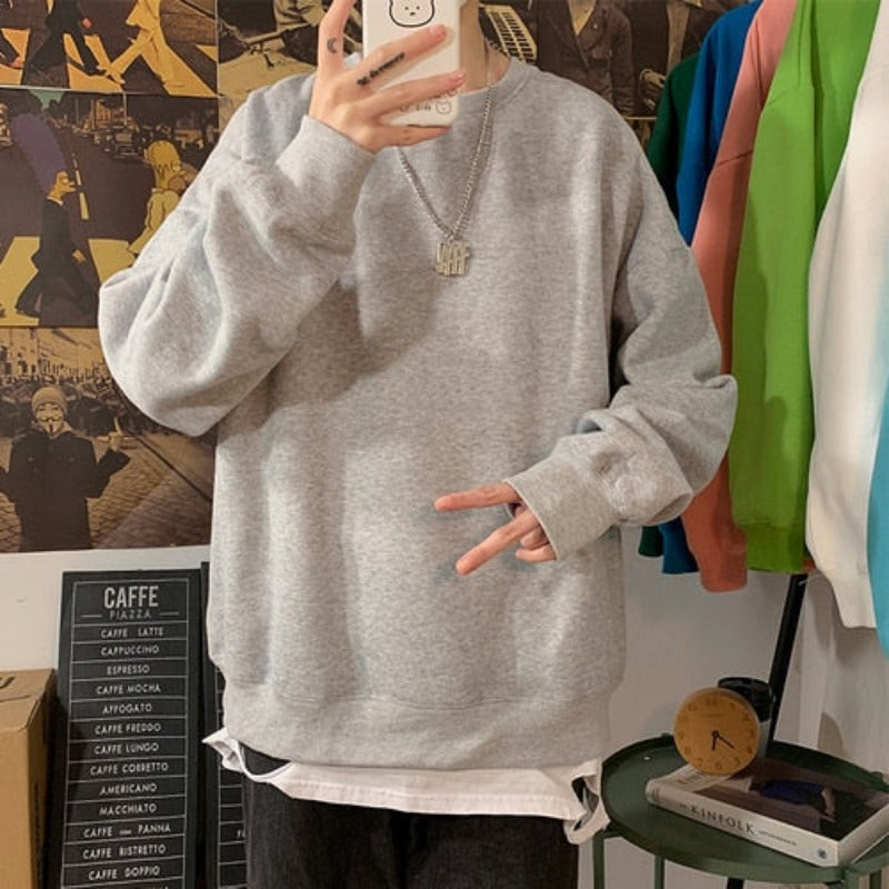Męska bluza oversize bez kaptura w pastelowych kolorach