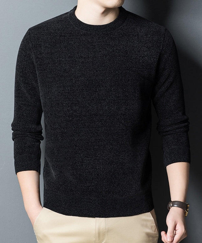 Męski sweter z dekoltem w łódkę z melanżowego materiału