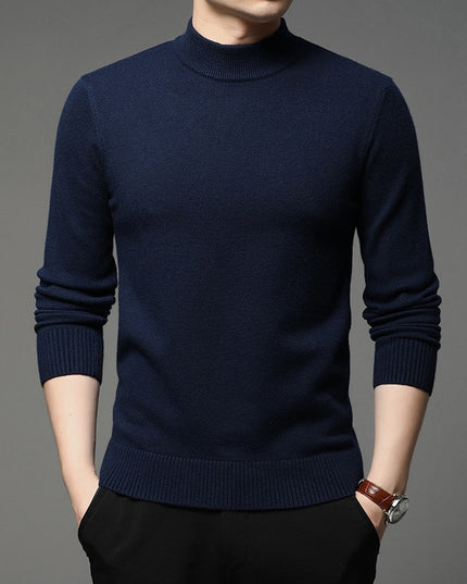 Męski sweter z półgolfem z gładkiej tkaniny