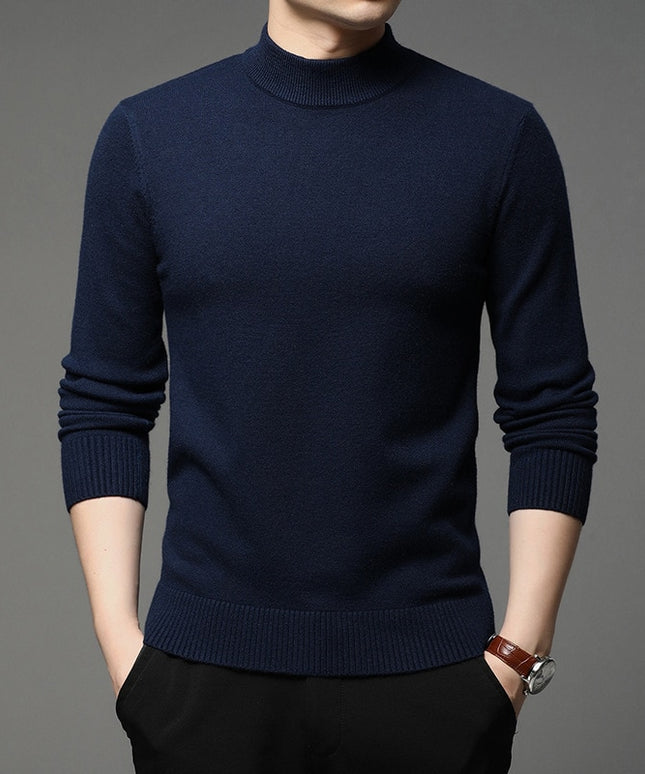 Męski sweter z półgolfem z gładkiej tkaniny