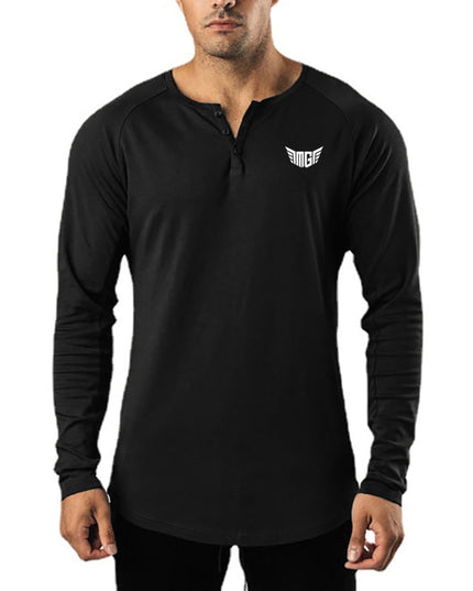 Męska koszulka z długim rękawem klasyczna z guzikami