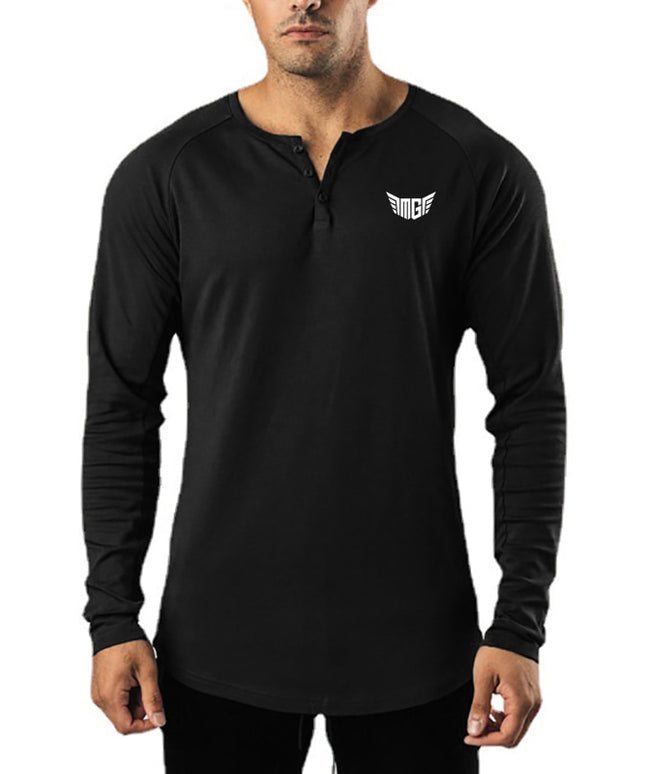 Męska koszulka z długim rękawem klasyczna z guzikami