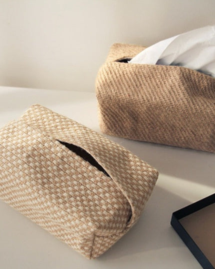 Pudełko na chusteczki tkane w brązowym kolorze