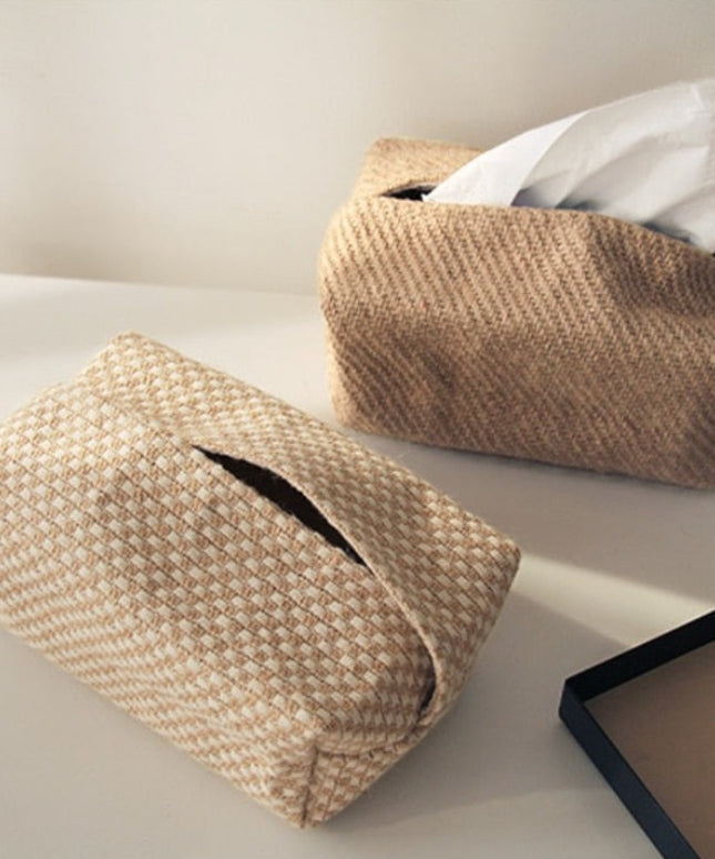 Pudełko na chusteczki tkane w brązowym kolorze