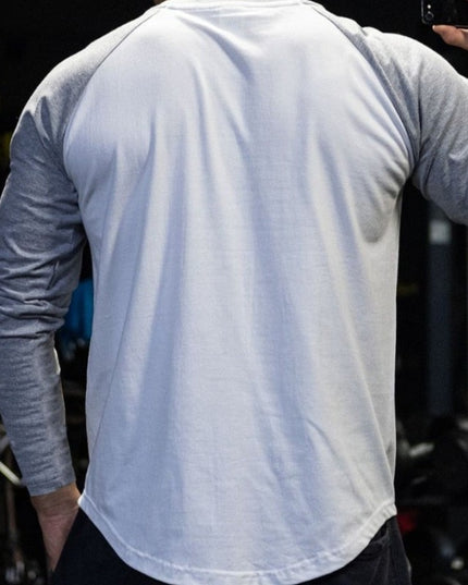 Męska koszulka z długim rękawem kontrastowa o prostym kroju