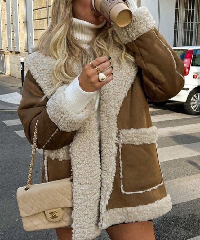 Damska kurtka zimowa pilotka z kożuszkiem