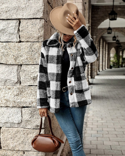 Damska kurtka przejściowa koszulowa w kratkę