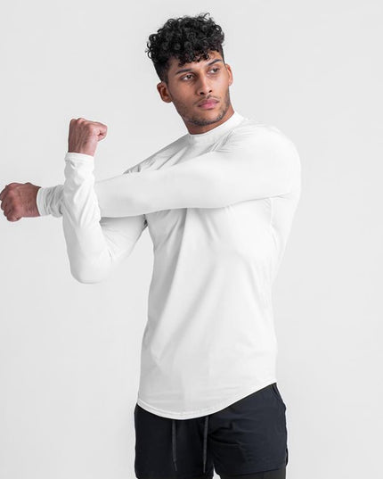 Męska koszulka z długim rękawem dopasowana z półgolfem