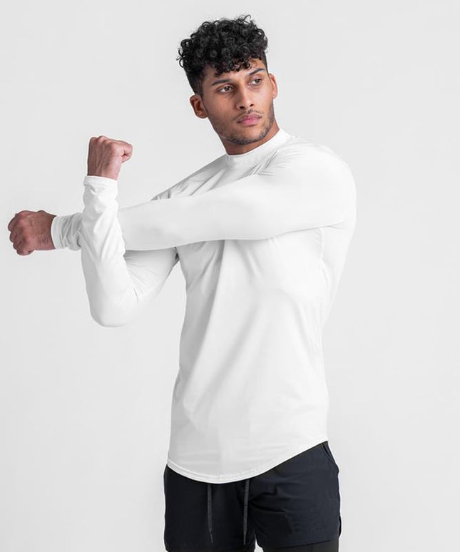 Męska koszulka z długim rękawem dopasowana z półgolfem