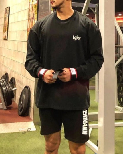 Męska koszulka z długim rękawem sportowa z napisem