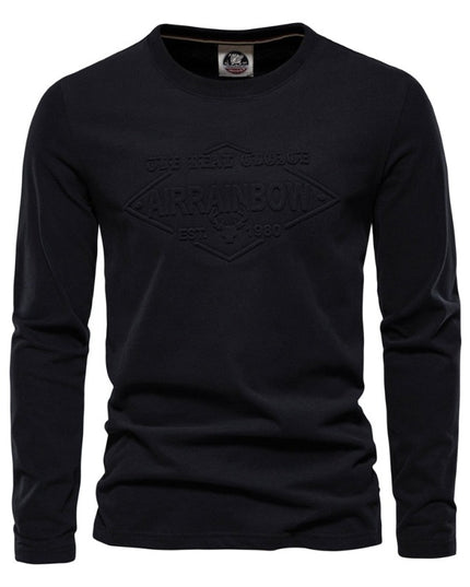 Męska koszulka z długim rękawem o prostym kroju z nadrukiem