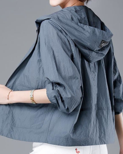 Damska kurtka przejściowa przeciwdeszczowa cienka z kapturem