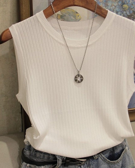 Damski top na szerokich ramiączkach w prążki