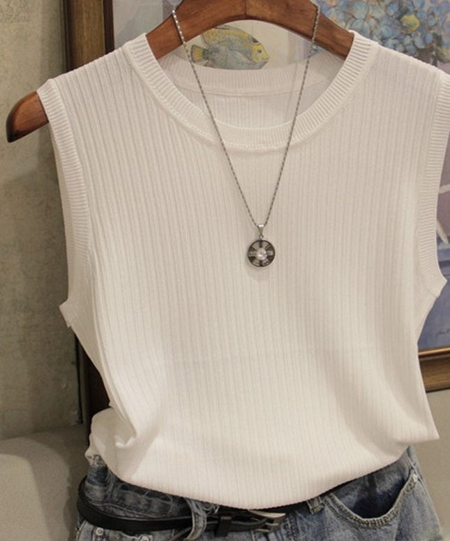 Damski top na szerokich ramiączkach w prążki