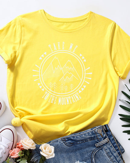 Damski T-shirt z nadrukiem z motywem gór