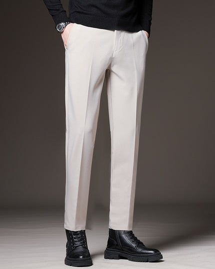 Męskie spodnie chinosy garniturowe z kieszeniami