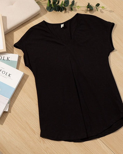 Damski T-shirt z dekoltem V o luźnym kroju