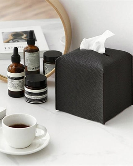 Pudełko na chusteczki skórzane kwadratowe