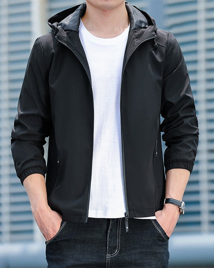 Męska kurtka przejściowa wiatrówka z kapturem