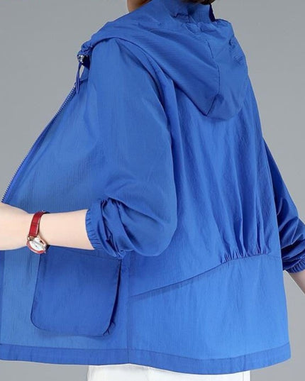 Damska kurtka przejściowa przeciwdeszczowa cienka z kapturem