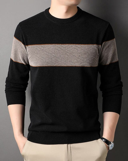 Męski sweter z dekoltem w łódkę dwukolorowy