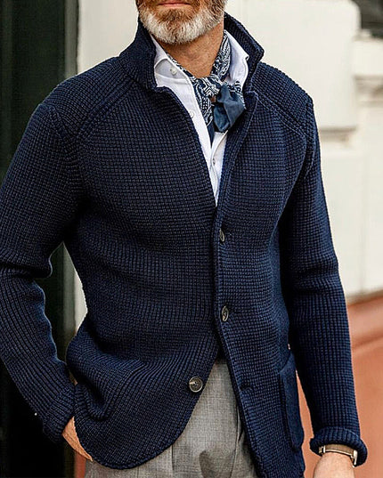 Męski sweter typu kardigan z kołnierzykiem