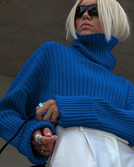 Damski sweter typu golf długości crop top